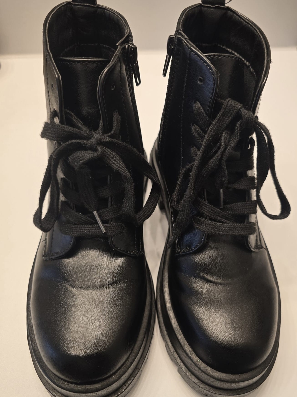 Forever 21 Black Lace-Up Platform Boots